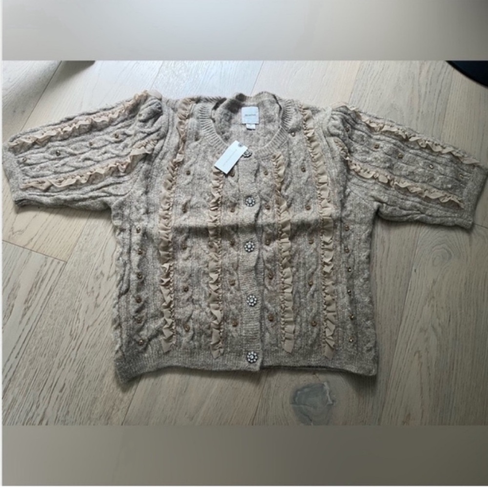 Maeve Nwt Embellished Ruffled Cardigan Sweater - Picture 7 of 7